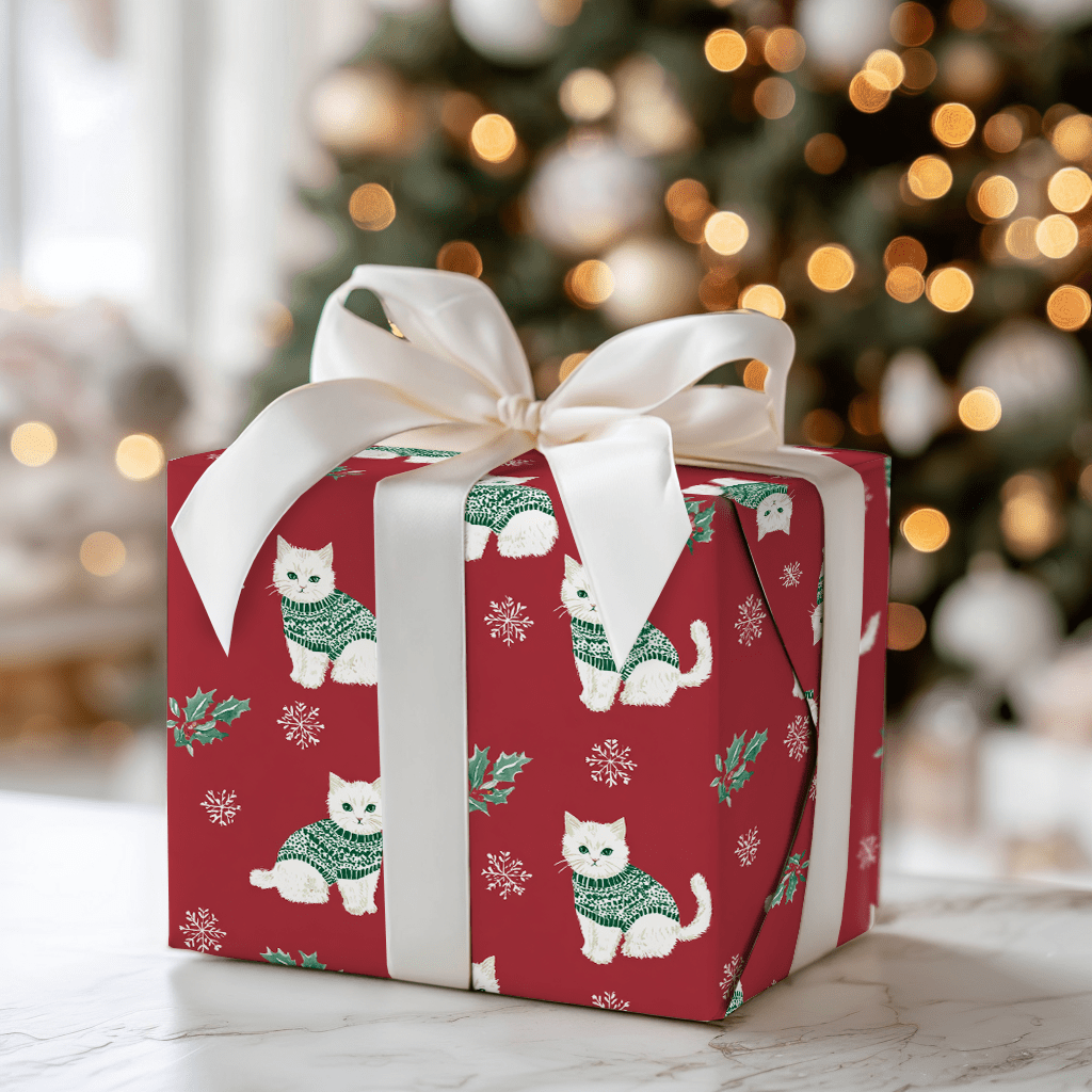Snowy Sweater Kitty - Wrapping Paper - Aspen & Arlo
