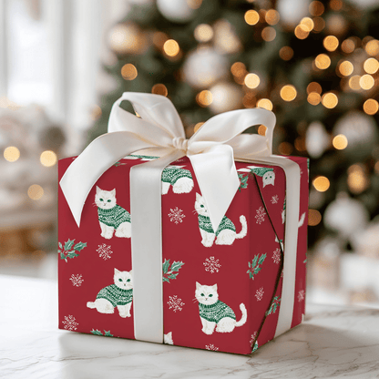 Snowy Sweater Kitty - Wrapping Paper - Aspen & Arlo