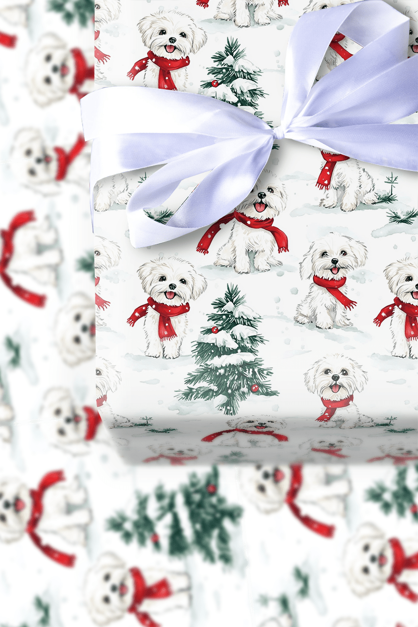 Snow Day for Maltese - Wrapping Paper - Aspen & Arlo