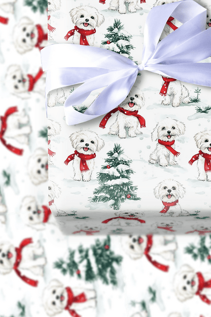 Snow Day for Maltese - Wrapping Paper - Aspen & Arlo