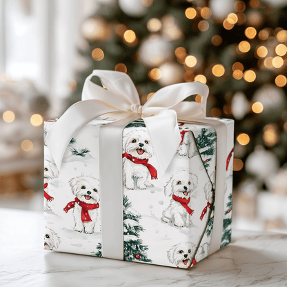 Snow Day for Maltese - Wrapping Paper - Aspen & Arlo