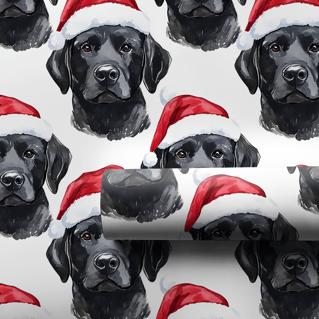 Black Lab Santa - Wrapping Paper - Aspen & Arlo