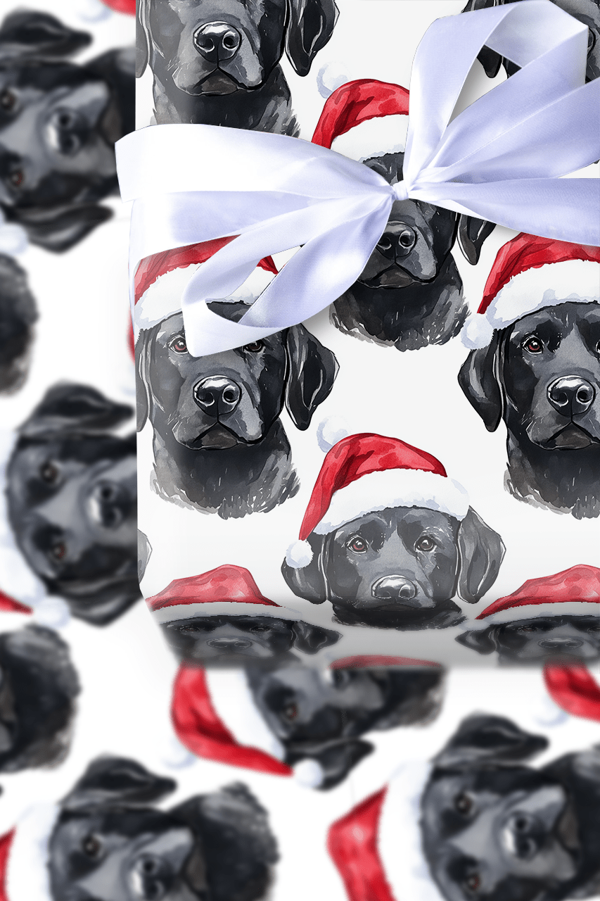 Black Lab Santa - Wrapping Paper - Aspen & Arlo