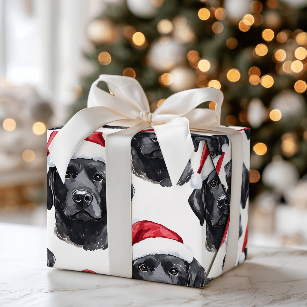 Black Lab Santa - Wrapping Paper - Aspen & Arlo