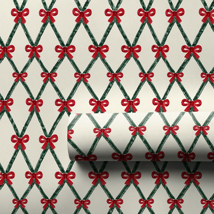 Christmas Bow Trellis - Wrapping Paper - Aspen & Arlo