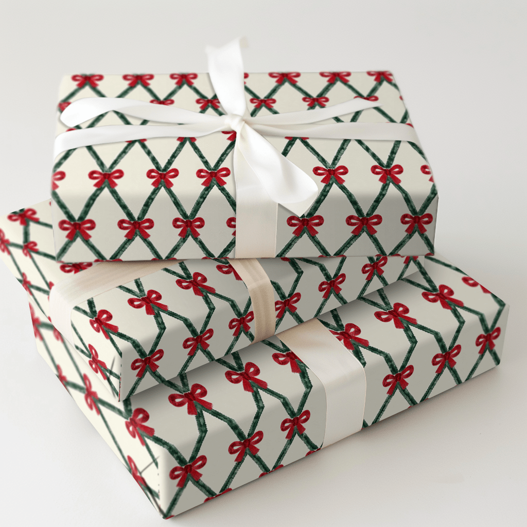 Christmas Bow Trellis - Wrapping Paper - Aspen & Arlo