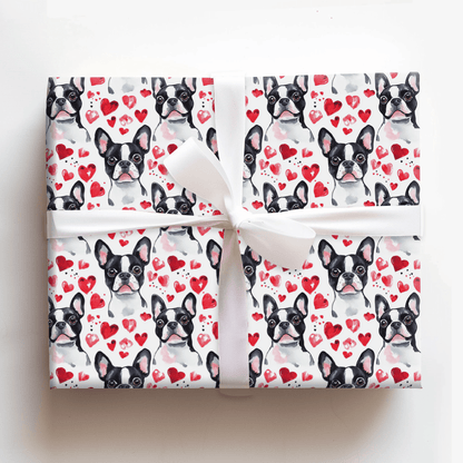 Boston Terrier Valentine - Wrapping Paper - Aspen & Arlo
