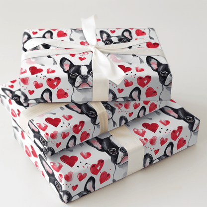 Boston Terrier Valentine - Wrapping Paper - Aspen & Arlo