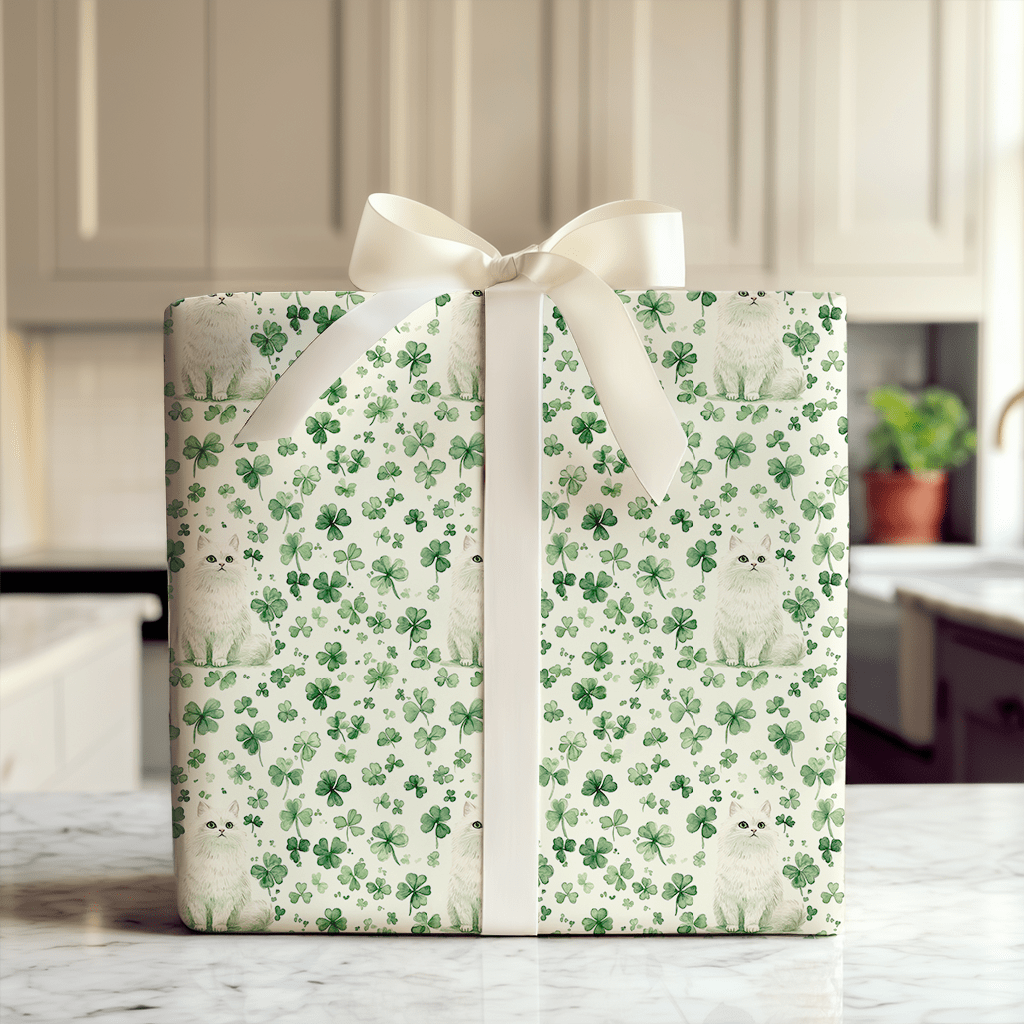 Shamrocks with the Persian - Wrapping Paper - Aspen & Arlo