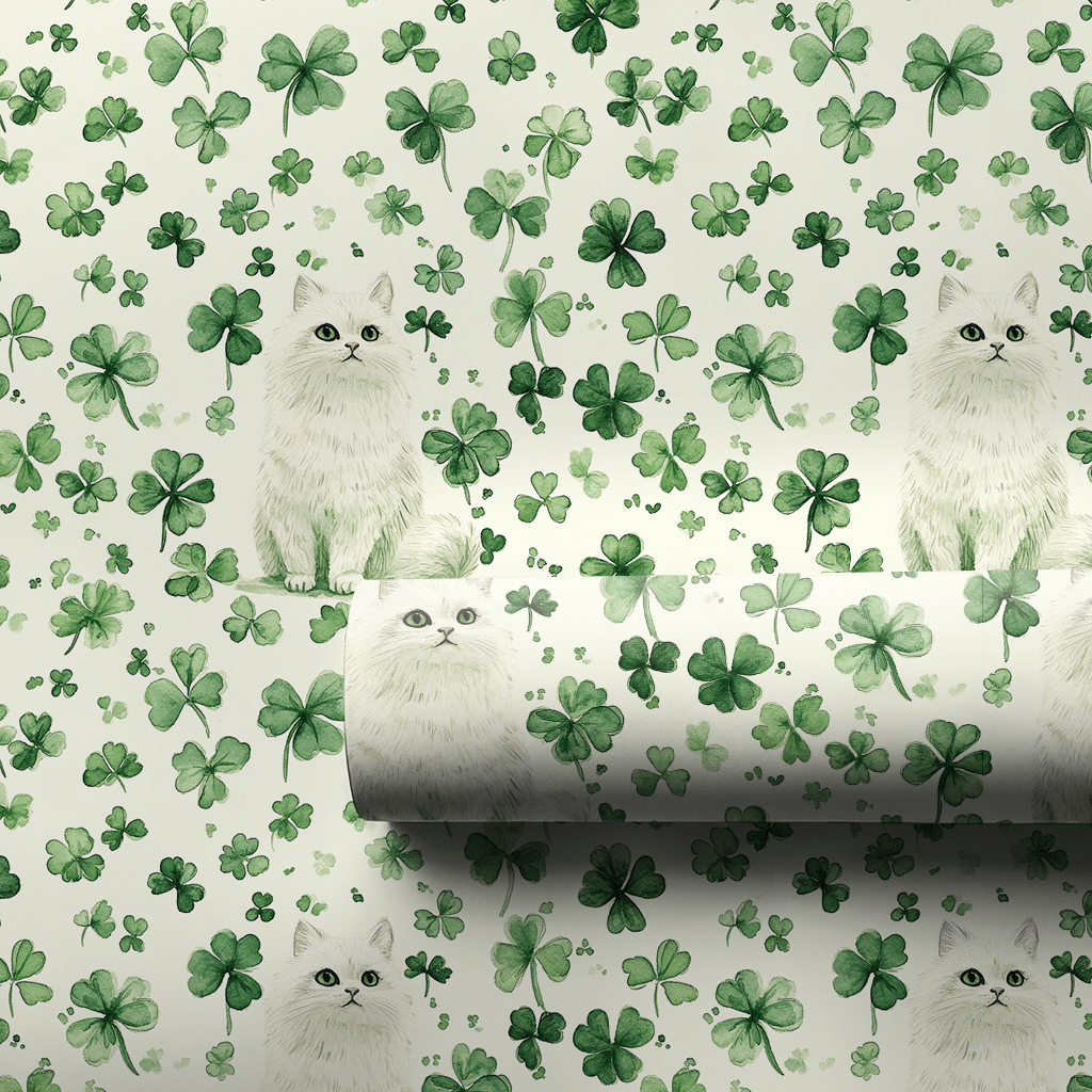 Shamrocks with the Persian - Wrapping Paper - Aspen & Arlo