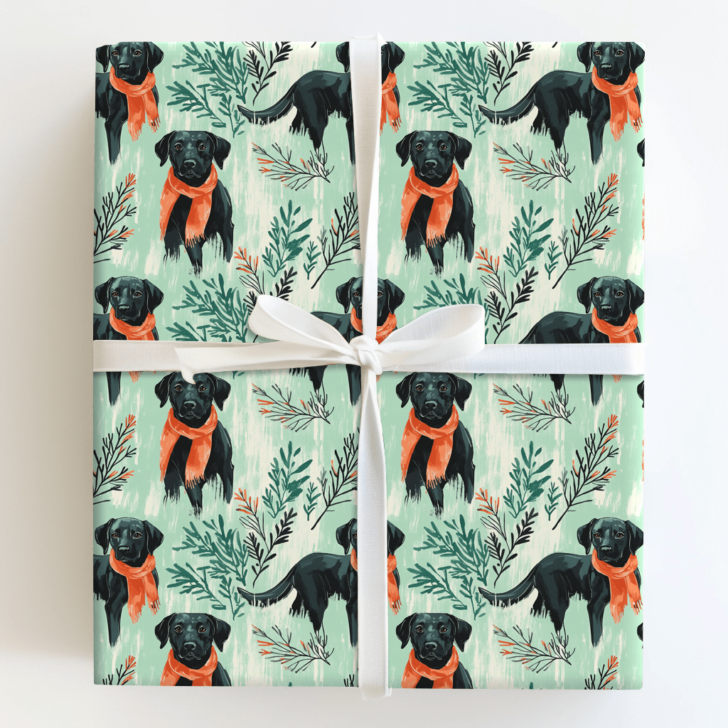Mint Meadow Black Lab - Wrapping Paper - Aspen & Arlo