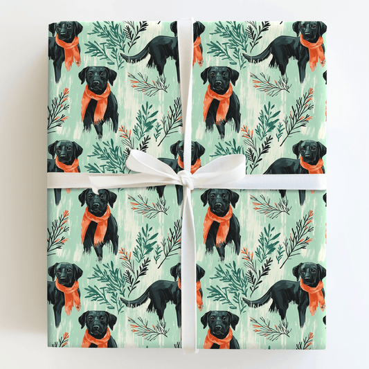 Mint Meadow Black Lab - Wrapping Paper - Aspen & Arlo