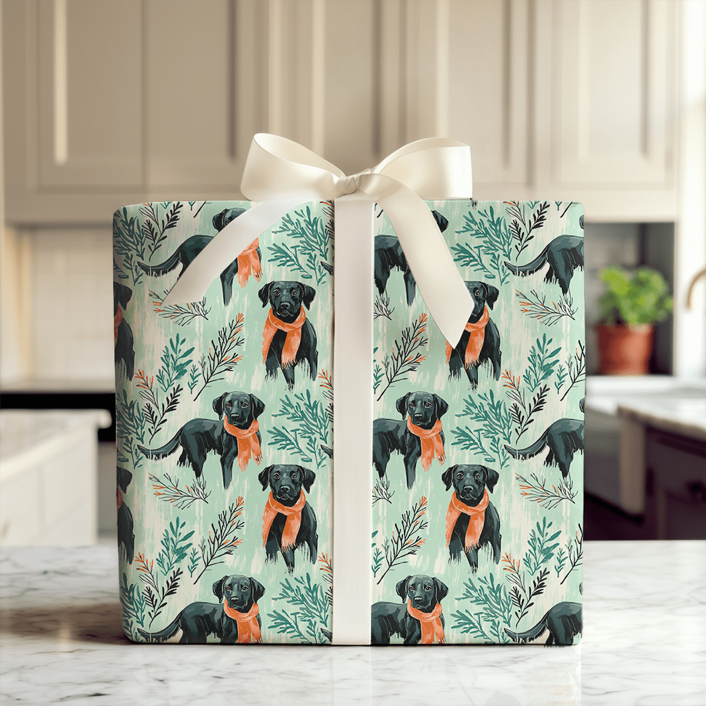 Mint Meadow Black Lab - Wrapping Paper - Aspen & Arlo