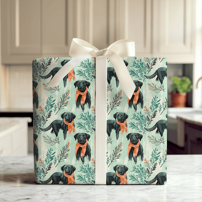 Mint Meadow Black Lab - Wrapping Paper - Aspen & Arlo