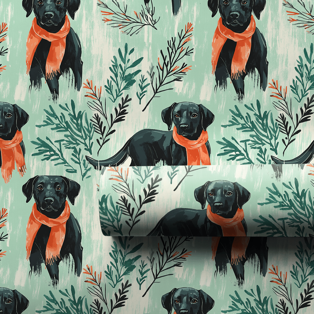 Mint Meadow Black Lab - Wrapping Paper - Aspen & Arlo
