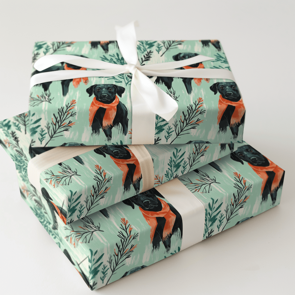 Mint Meadow Black Lab - Wrapping Paper - Aspen & Arlo