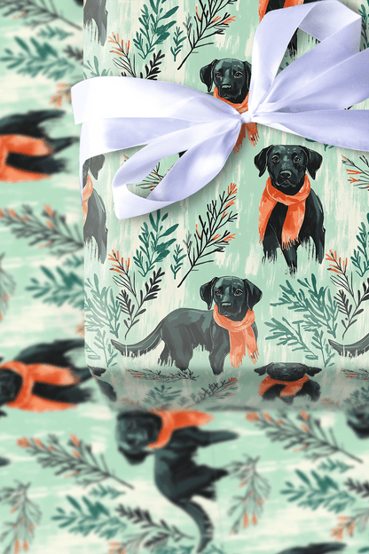 Mint Meadow Black Lab - Wrapping Paper - Aspen & Arlo
