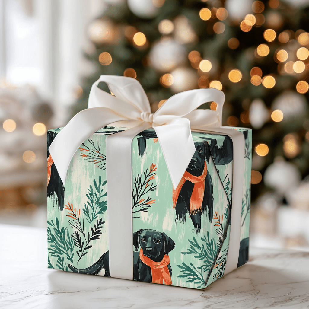 Mint Meadow Black Lab - Wrapping Paper - Aspen & Arlo