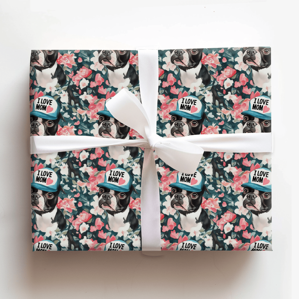 Mom's Favorite Boston Terrier - Wrapping Paper - Aspen & Arlo