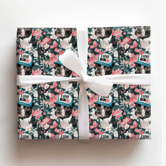 Mom's Favorite Boston Terrier - Wrapping Paper - Aspen & Arlo