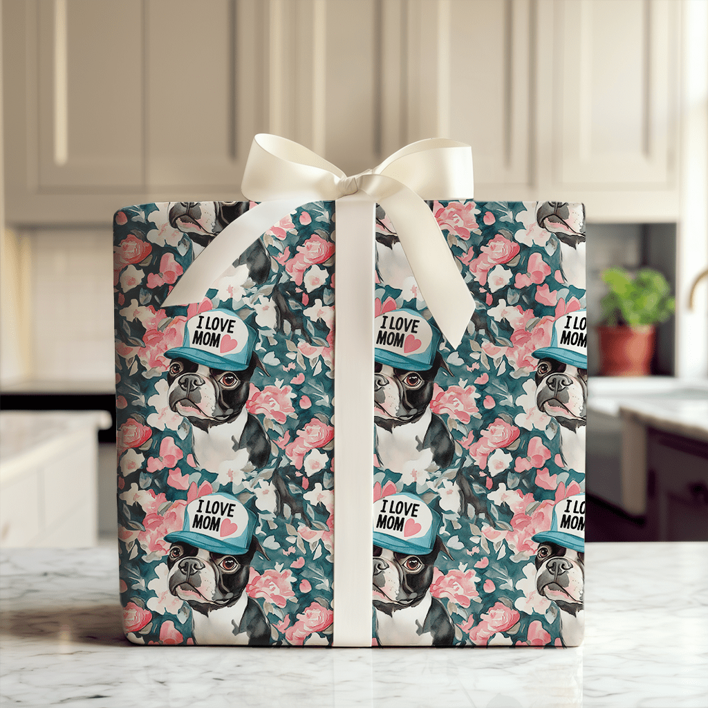 Mom's Favorite Boston Terrier - Wrapping Paper - Aspen & Arlo