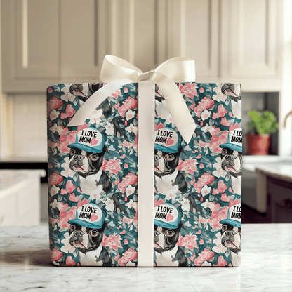 Mom's Favorite Boston Terrier - Wrapping Paper - Aspen & Arlo