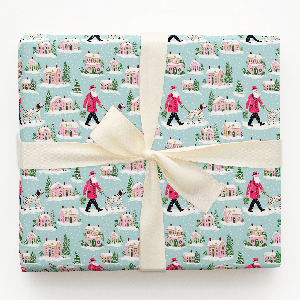 Santa Walks the Setter - Wrapping Paper - Aspen & Arlo