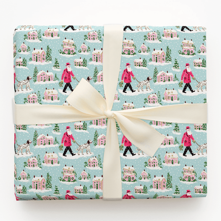 Santa Walks the Setter - Wrapping Paper - Aspen & Arlo