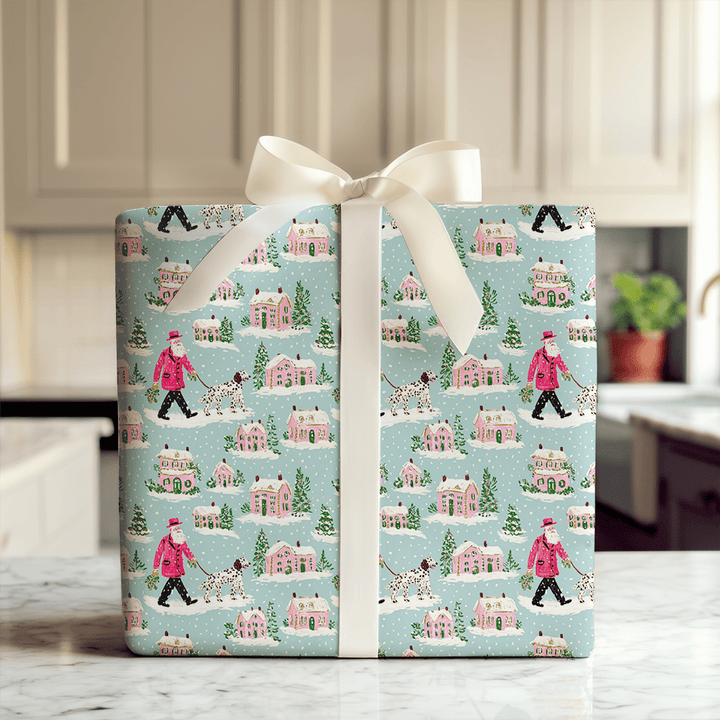 Santa Walks the Setter - Wrapping Paper - Aspen & Arlo