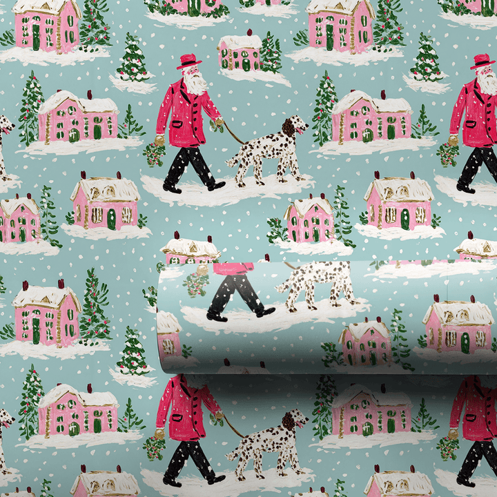 Santa Walks the Setter - Wrapping Paper - Aspen & Arlo