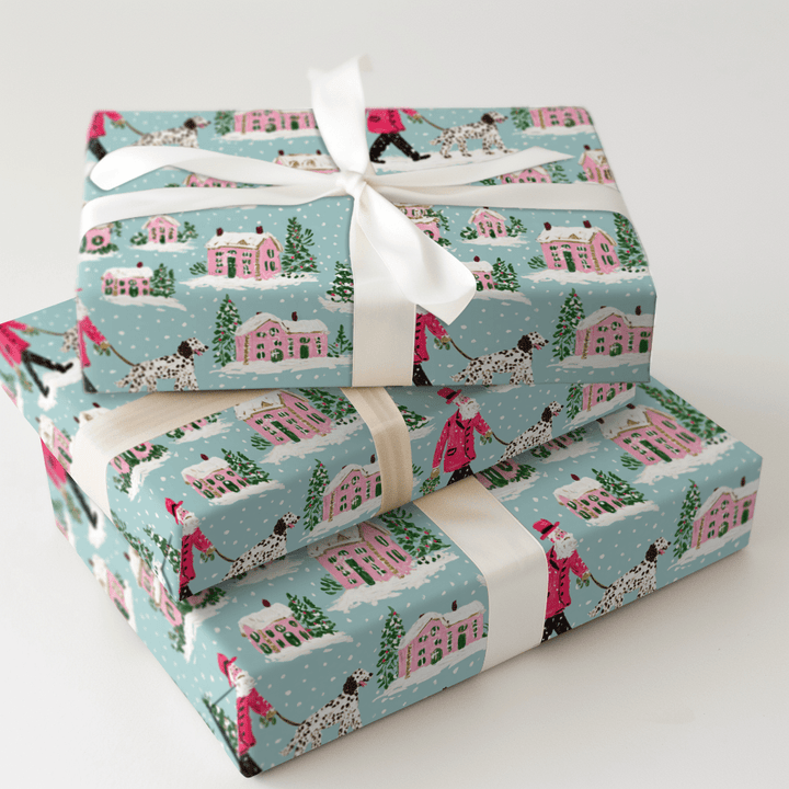 Santa Walks the Setter - Wrapping Paper - Aspen & Arlo