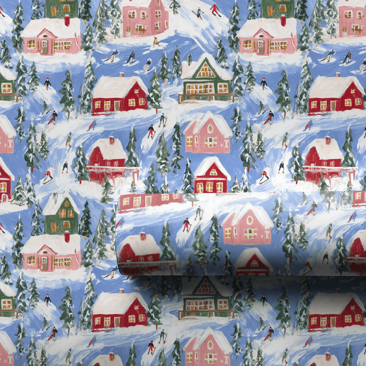 Pink Chalet Village - Wrapping Paper - Aspen & Arlo
