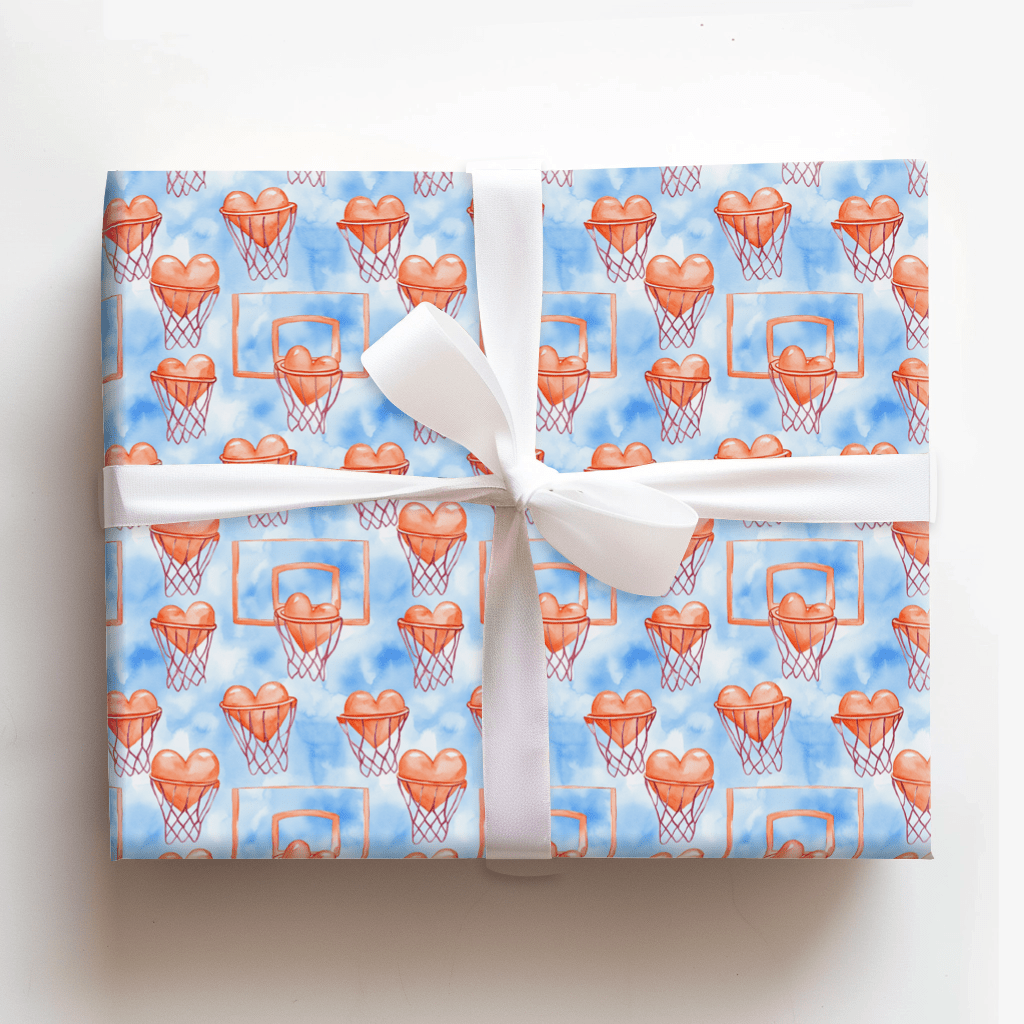 My Basketball Valentine - Wrapping Paper - Aspen & Arlo