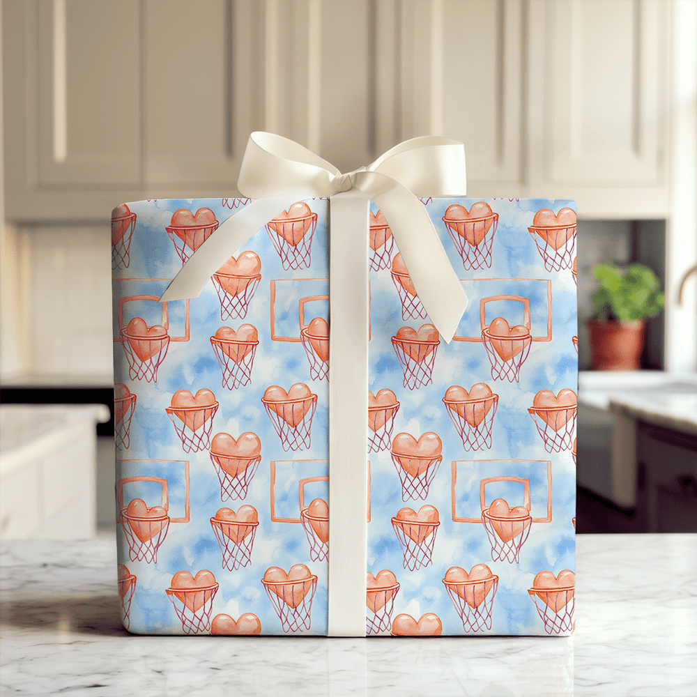 My Basketball Valentine - Wrapping Paper - Aspen & Arlo