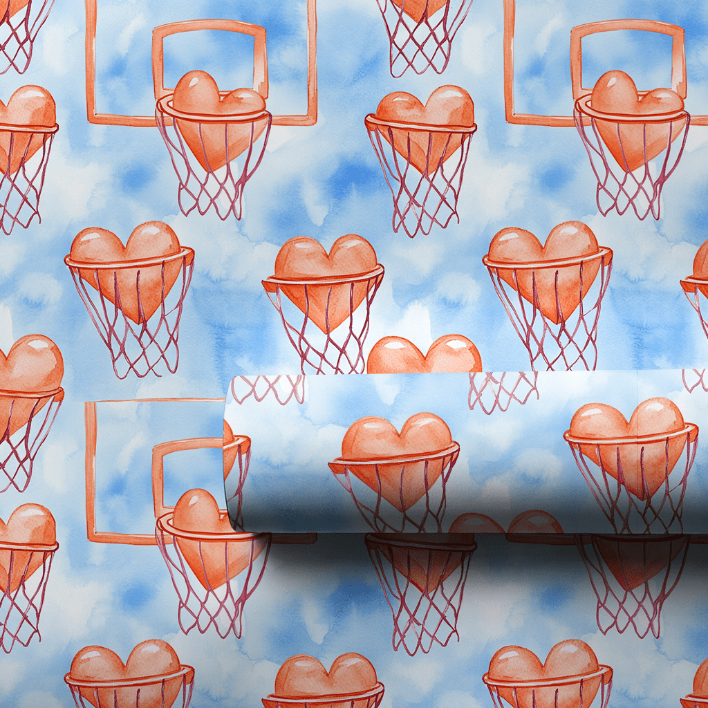 My Basketball Valentine - Wrapping Paper - Aspen & Arlo