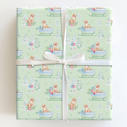 Goldendoodle Sleigh - Wrapping Paper - Aspen & Arlo