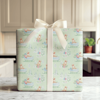 Goldendoodle Sleigh - Wrapping Paper - Aspen & Arlo