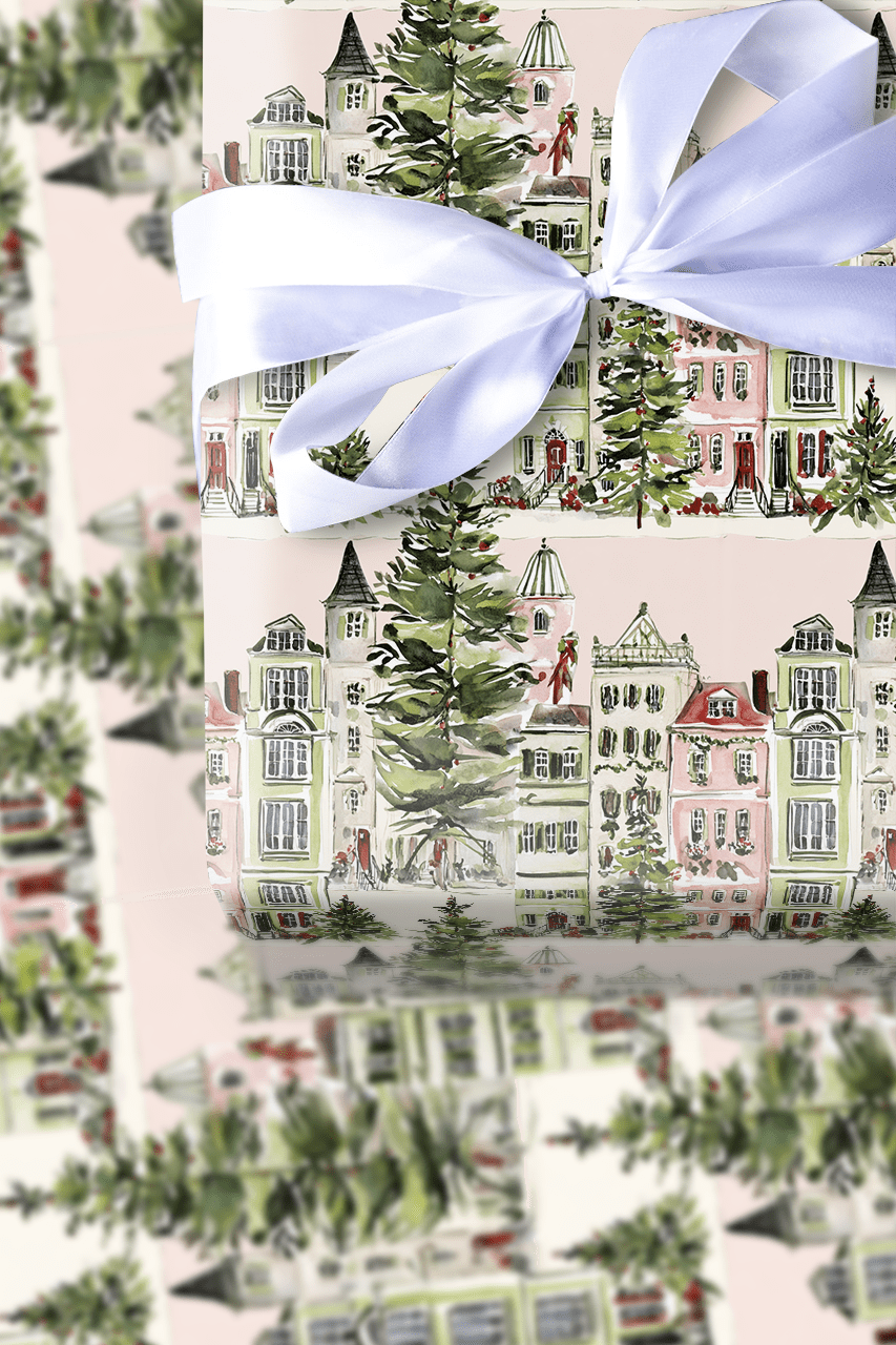 Postcard Village - Wrapping Paper - Aspen & Arlo