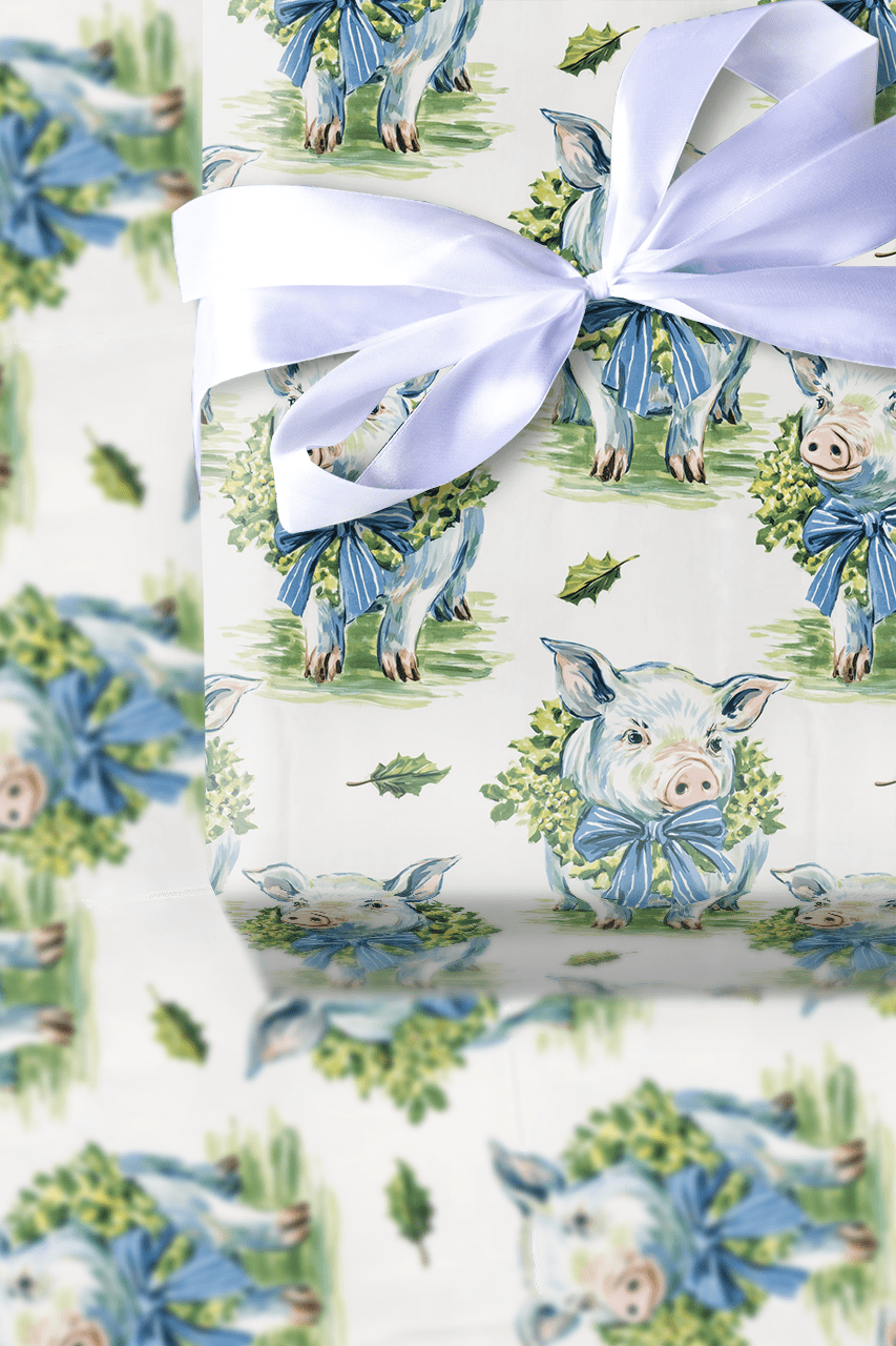 Wreath the Pig - Wrapping Paper - Aspen & Arlo