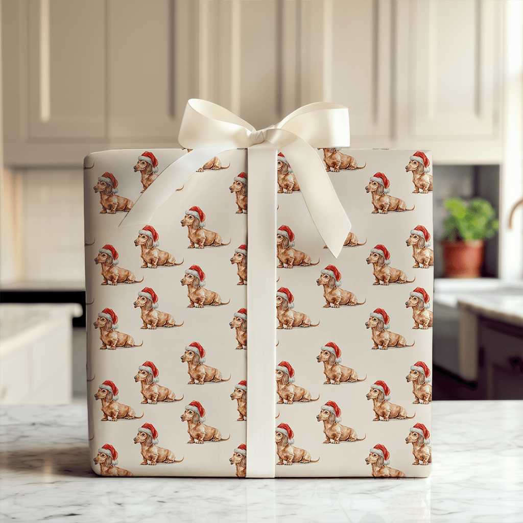 Dachshund Santa - Wrapping Paper - Aspen & Arlo