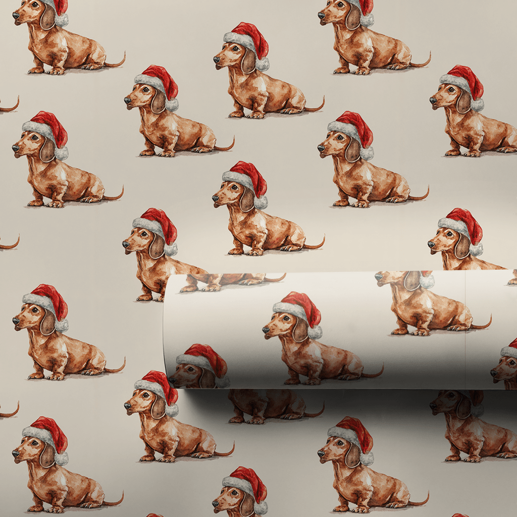 Dachshund Santa - Wrapping Paper - Aspen & Arlo