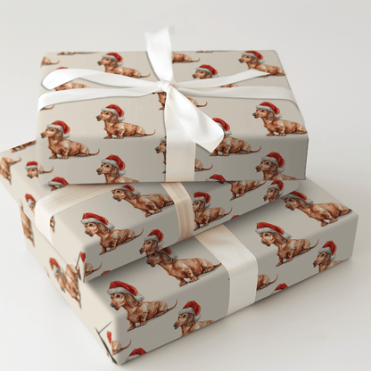 Dachshund Santa - Wrapping Paper - Aspen & Arlo