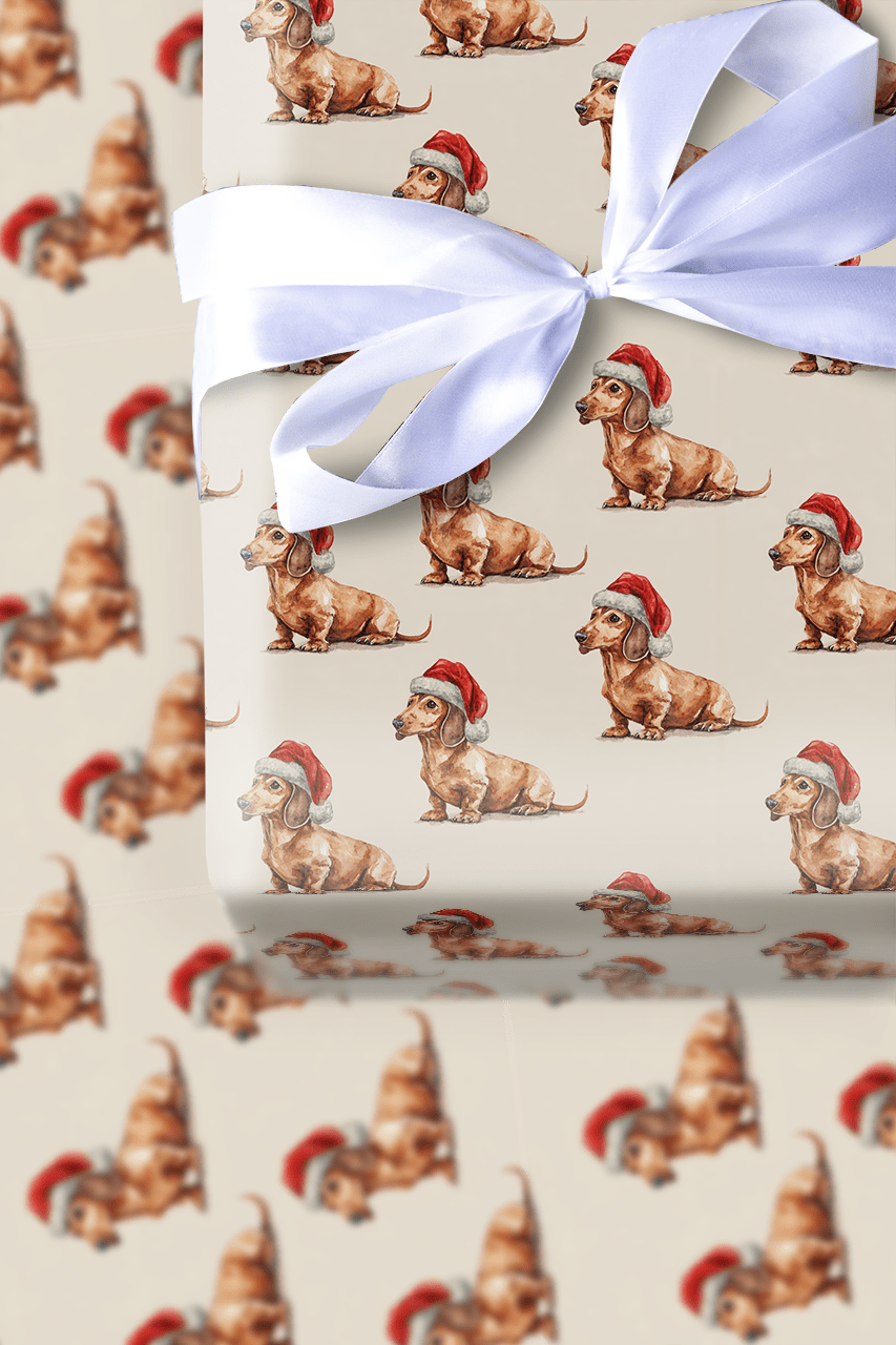 Dachshund Santa - Wrapping Paper - Aspen & Arlo