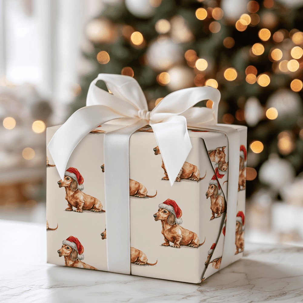 Dachshund Santa - Wrapping Paper - Aspen & Arlo