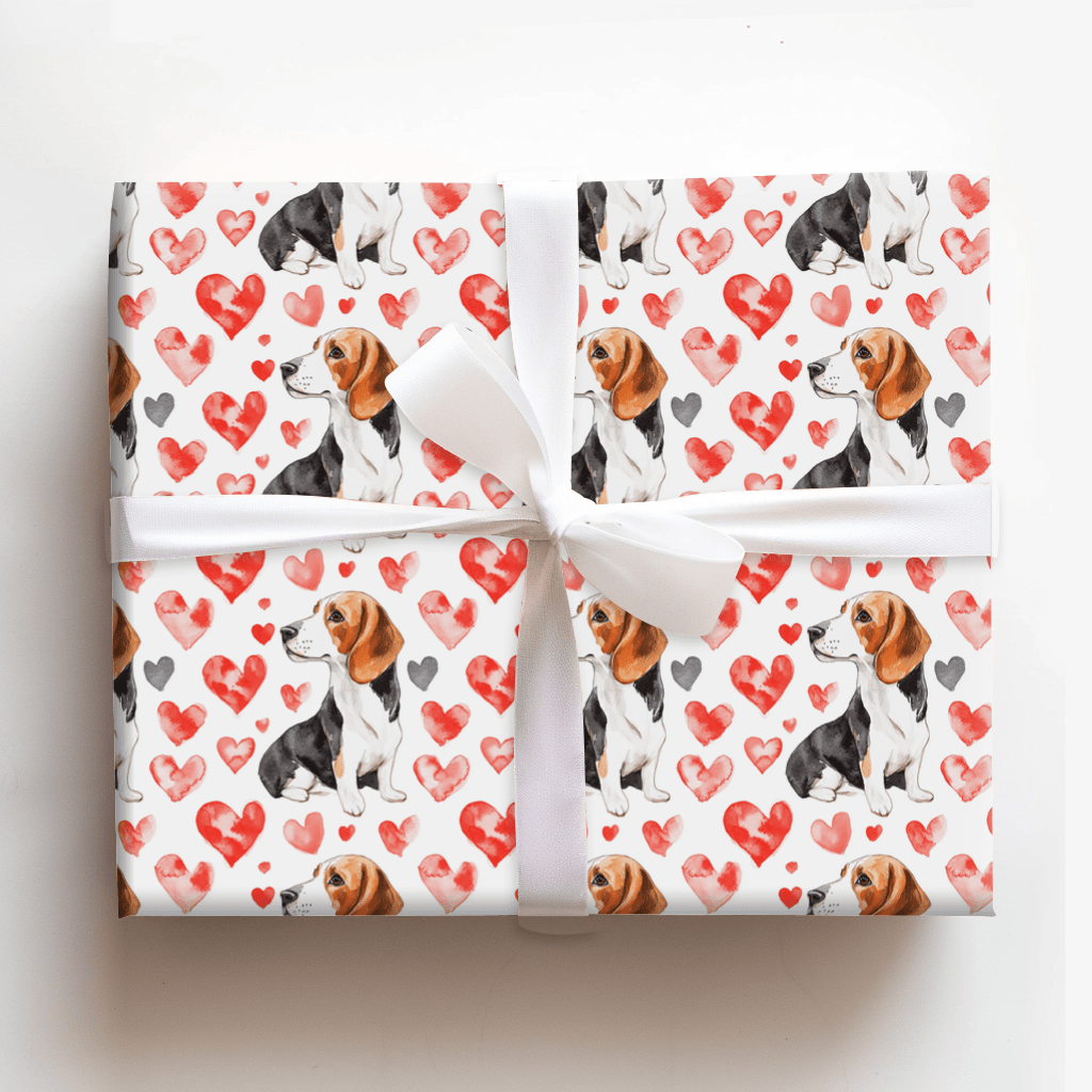 Beagle Valentine Wrapping Paper: Dog Gift Wrap for Valentine's Day 2025 ...