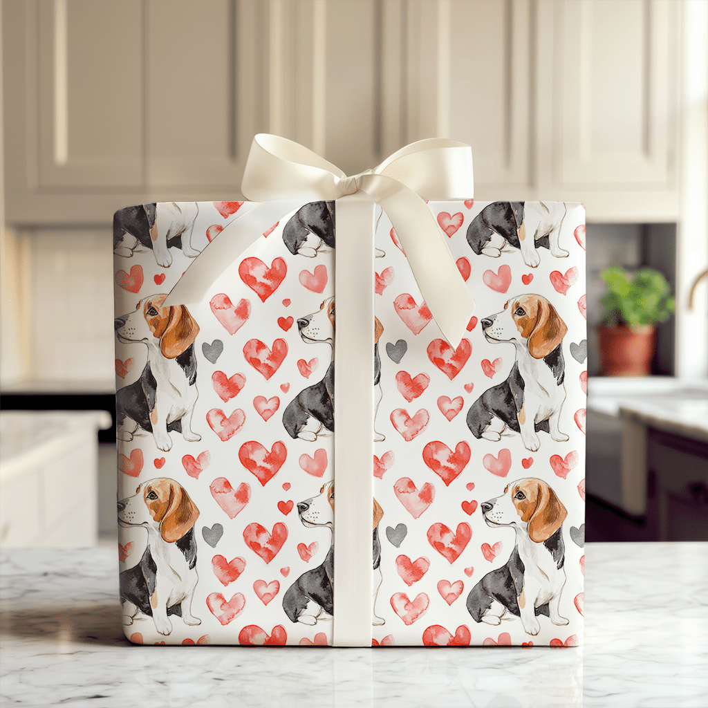 Beagle Valentine - Wrapping Paper - Aspen & Arlo