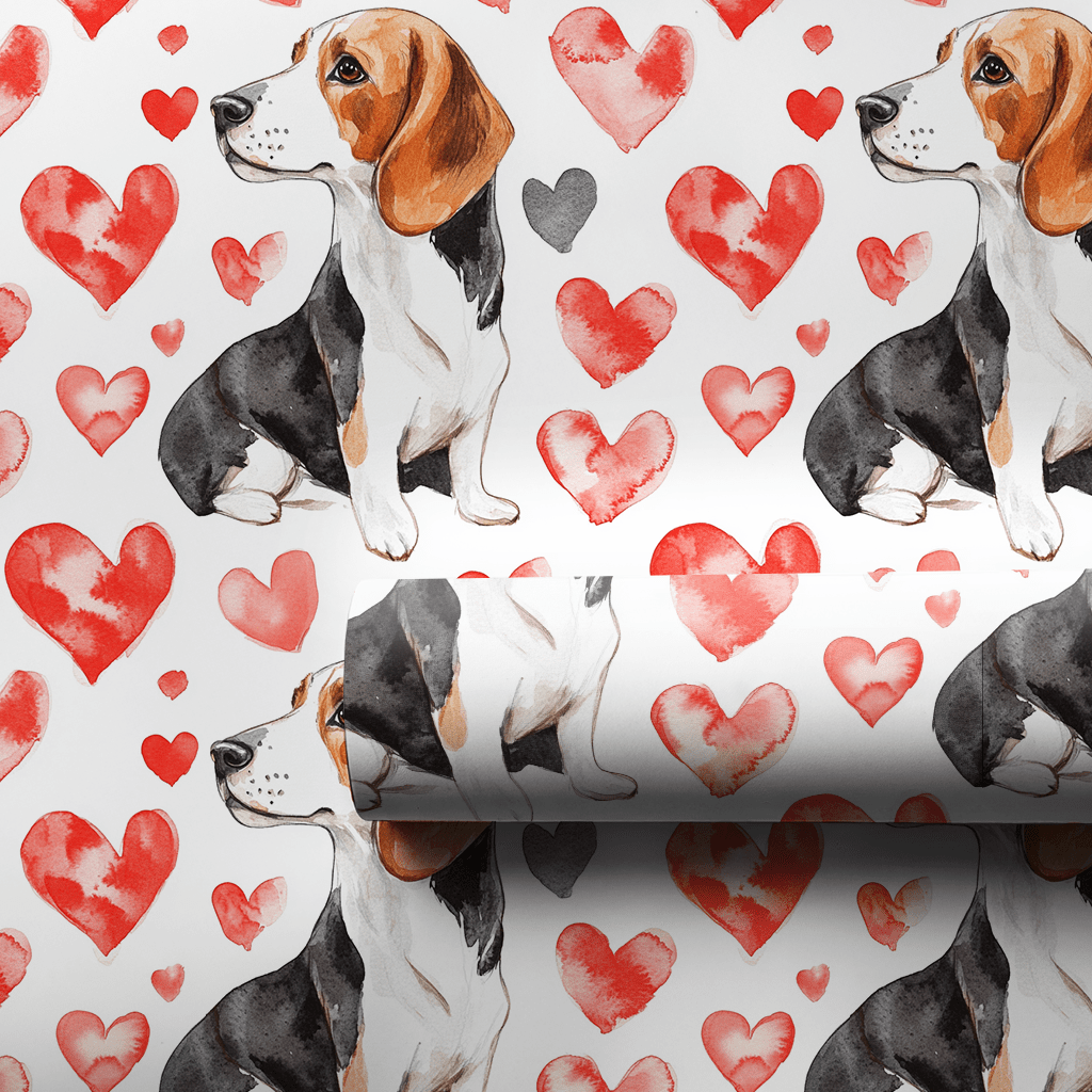 Beagle Valentine - Wrapping Paper - Aspen & Arlo
