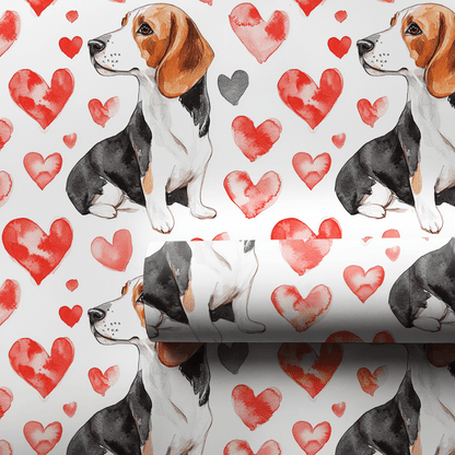 Beagle Valentine - Wrapping Paper - Aspen & Arlo