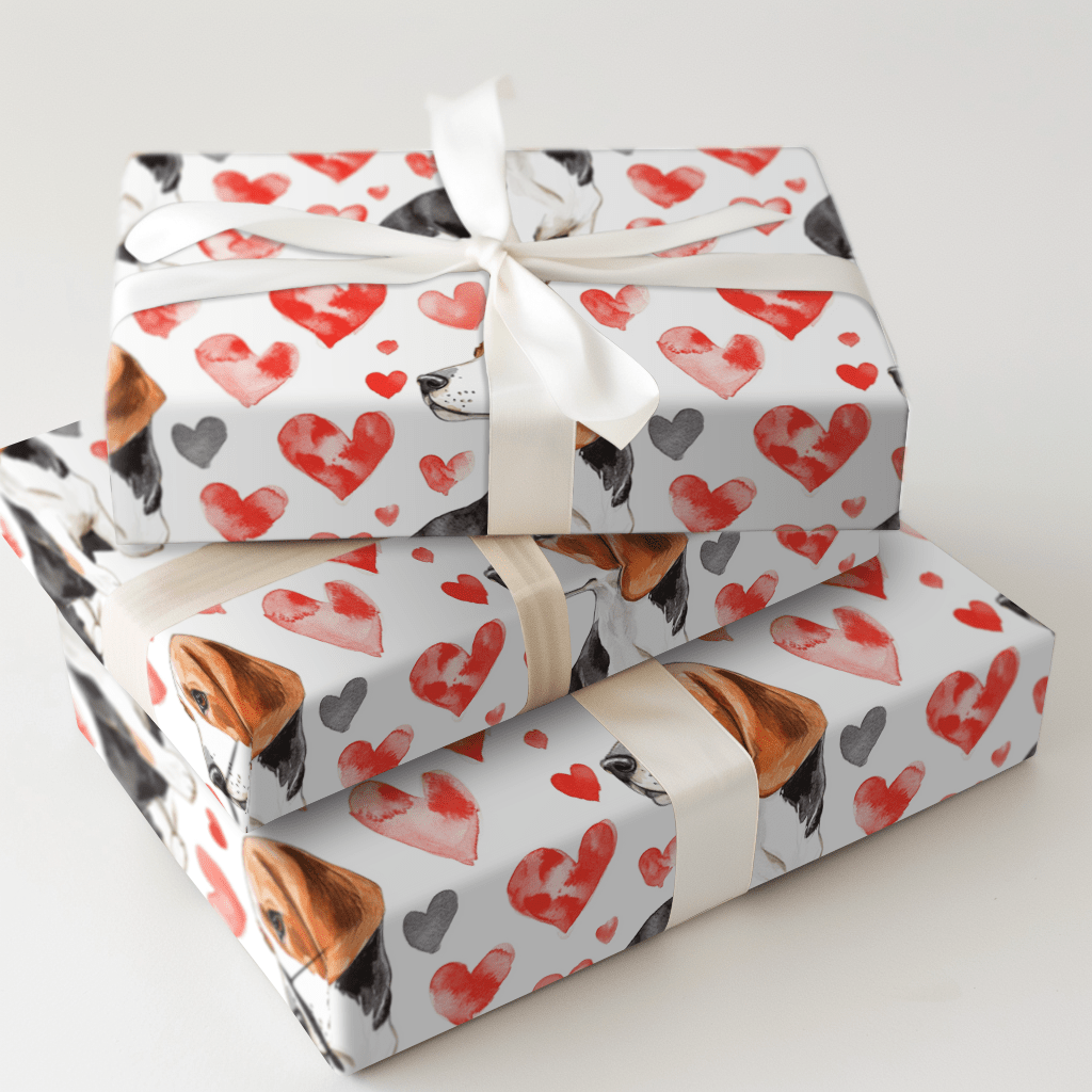 Beagle Valentine - Wrapping Paper - Aspen & Arlo
