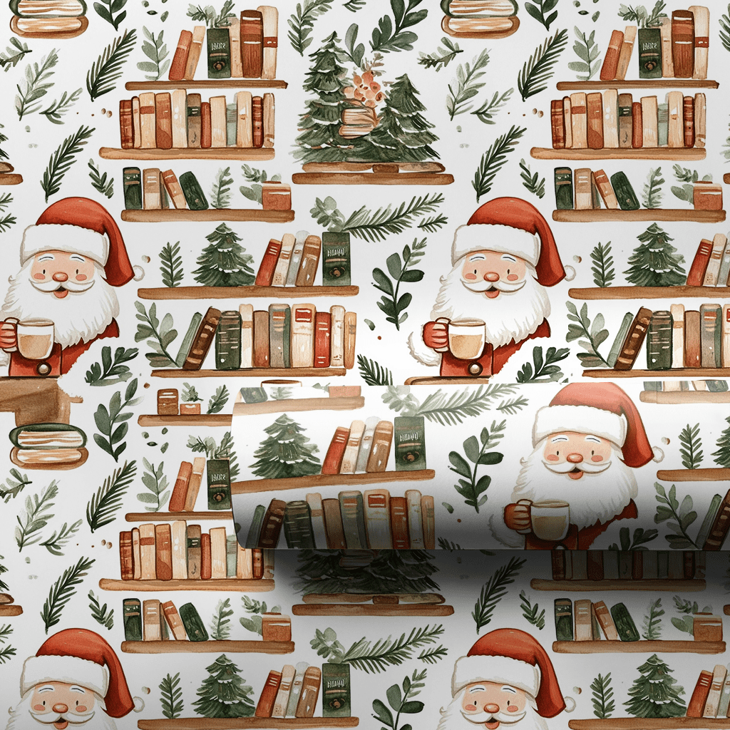 Santa's Books and Brew - Wrapping Paper - Aspen & Arlo